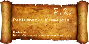 Peklyanszki Klemencia névjegykártya